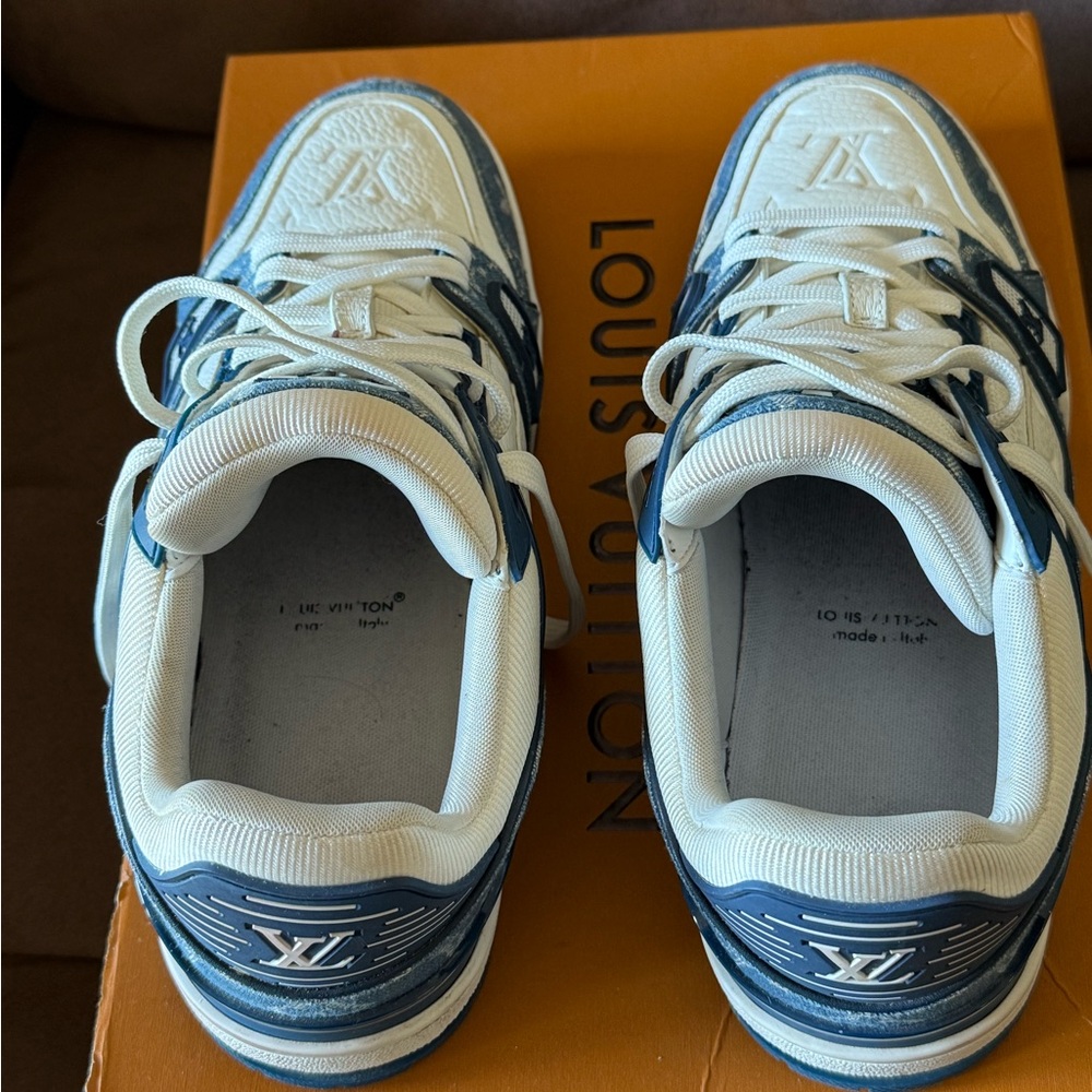 Louis Vuitton Men's Navy and White Sneakers
